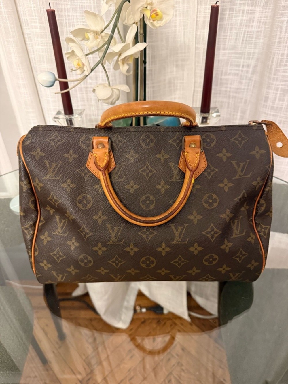 Vintage Louis Vuitton Speedy 30 Monogram Duffel Bag with Vachetta Trim